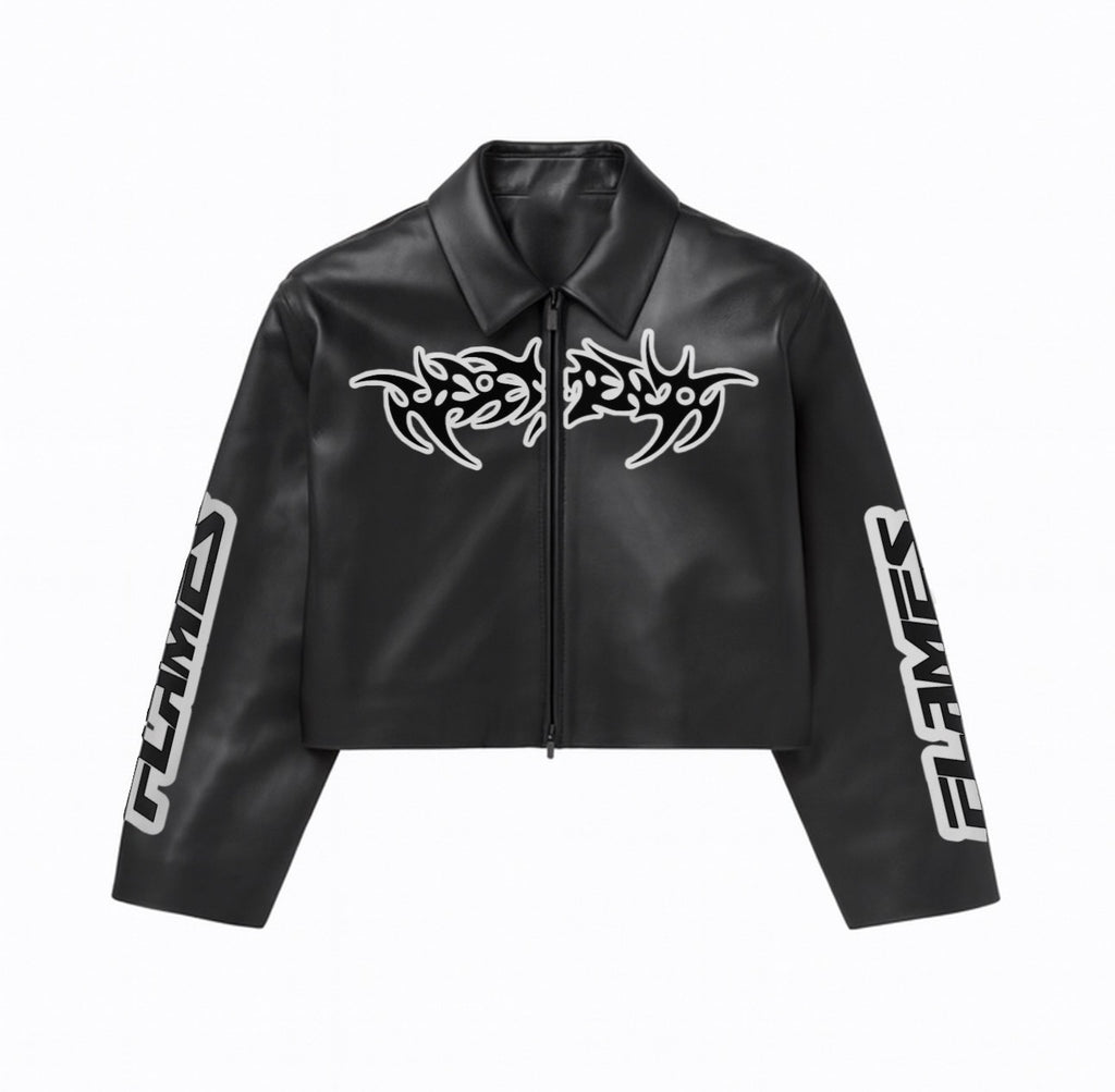 BLACK LEATHER RACING JACKET